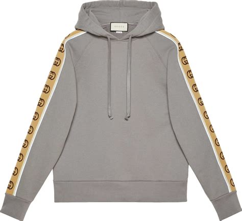 gucci grey hoodie uk|Gucci trim tan hoodie.